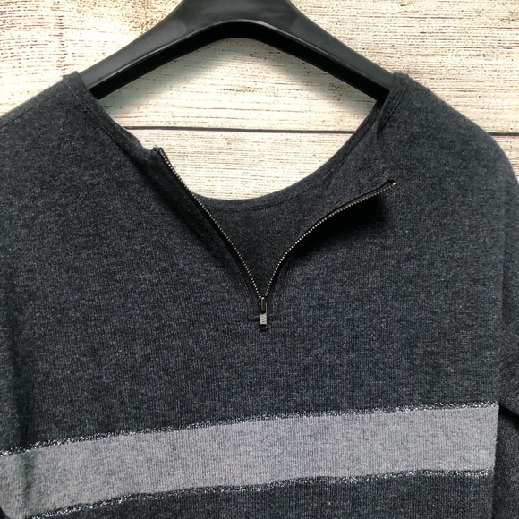 LOFT Casual Cozy Black Striped Small Sweater - Picture 4 of 6